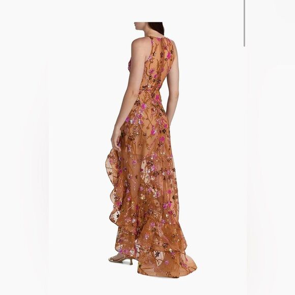 Bronx and Banco Sicilia Sequined Maxi Dress in coral multi, size xs - Picture 4 of 16